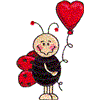 Lady Bug with Heart Balloon