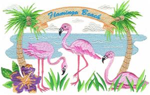 Flamingo Beach Scene, larger