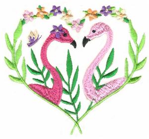 Two Flamingos in Heart
