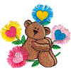 Bear in Heart Loopy Flowers