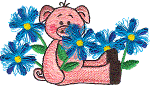 Pig in Loopy Flowers