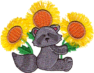 Raccoon with Loopy Flowers