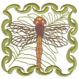Dragonfly in Leaf Frame