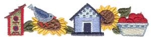 Birdhouse with Apples and Sunflowers