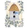 Whitewash Birdhouse in Floral Frame