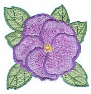 Applique Pansy with Leaves / larger