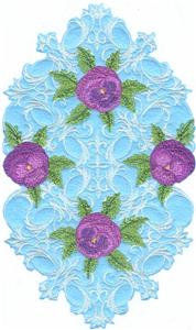 Oval Scroll Work with Pansies