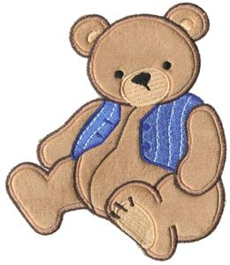 Applique Teddy Bear in Vest, smaller
