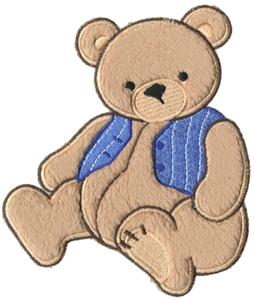 Applique Teddy Bear in Vest, larger