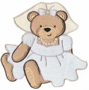 Applique Bride Teddy Bear, larger