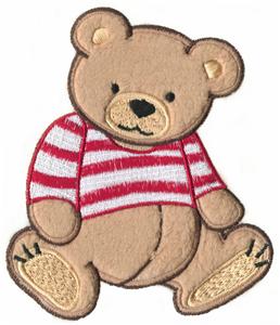 Applique Teddy Bear in Stripes, smaller
