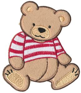 Applique Teddy Bear in Stripes, larger