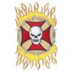 Skull on Maltese Cross with Flames