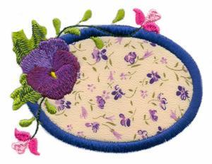 Oval Pansy Label Applique