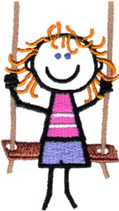 Happy little stick figure girl sitting on the swing, happy as can be! / Stick Girl on Swing