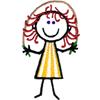 Happy little stick figure girl jumping rope in a s