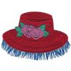 Applique Red Hat with Flowers and Fringe
