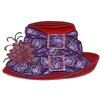 Applique Red Hat with Ribbons and Buckles