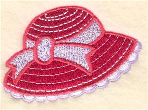 Red Hat with Ribbon and Scallops