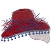 Applique Red Hat with Net and Boas