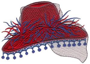 Applique Red Hat with Net and Boas