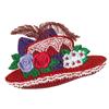 Red Hat with Flowers and Feathers