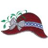 Applique Red Hat with Small Bow and Feathers