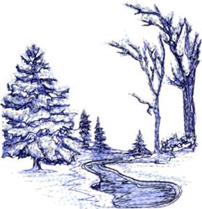 Winter Trees and Stream