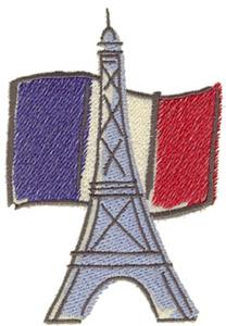 Eiffel Tower With French Flag large
