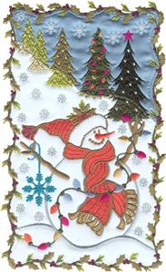 Snowman and Trees Scene Applique / large