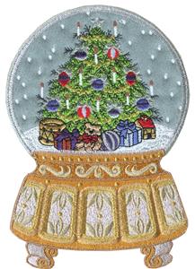 Christmas Tree Snow Globe, Ornate Base