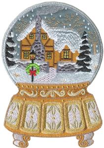 Christmas House Snow Globe, Ornate Base