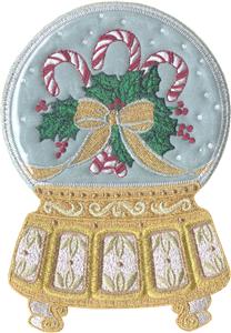 Candy Canes and Holly Snow Globe, Ornate Base