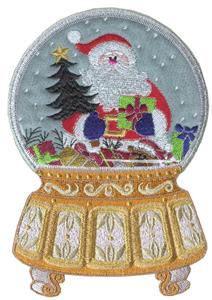 Santa with Gifts Snow Globe, Ornate Base