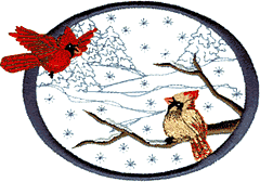 Cardinals in Winter Scene