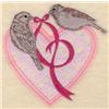Small birds with heart and ribbon