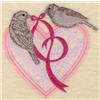 Large birds with heart and ribbon