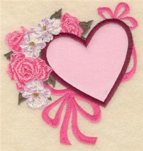 Small heart applique with flowers
