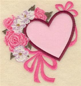 Large heart applique with flowers