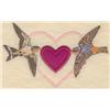 Large birds with heart applique