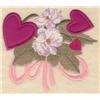 Small double heart applique with flowers