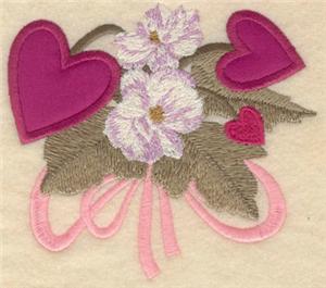 Large double heart applique with flowers