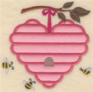 Small heart shaped beehive applique