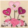 Small floral heart appliques with bees