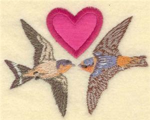 Heart applique with birds