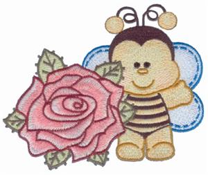 Bumble bee with single rose lt large
