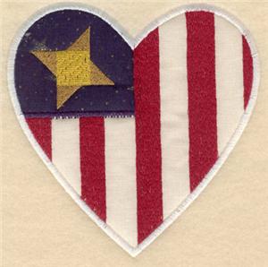 Heart shaped star with stripes appliques sm