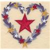 Applique star in heart shaped wreath large
