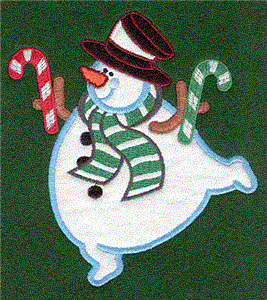 Snowman with candy canes applique