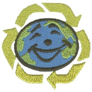Happy Earth in Recycle Arrows